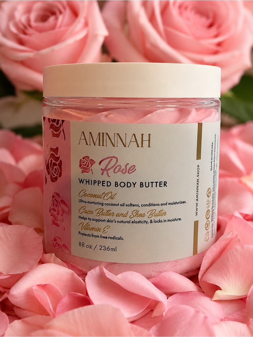 AMINNAH Rose Whipped Body Butter - New 8 Fl Oz